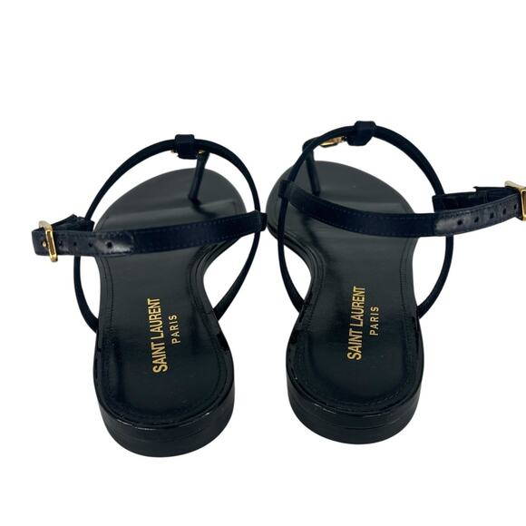 Yves Saint Laurent Navy Blue Sandals with Gold Accents - Picture 11 of 15